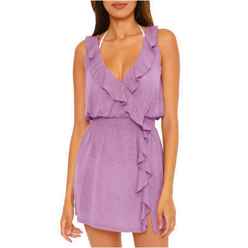 BECCA Women's Standard Breezy Basics Dress, Plunge Neck, Spaghetti Straps, Beach Cover Ups