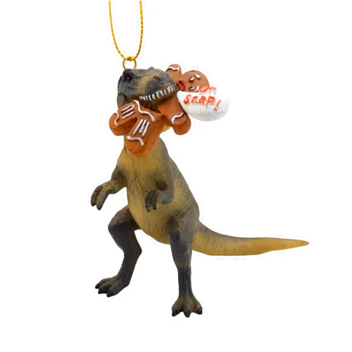 Spooky Thru Noel Collection T Rex Eating Gingerbread Man Cookie Oh Snap! Christmas Tree Dinosaur Ornament
