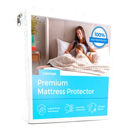 Linenspa Waterproof Mattress Protector, Full Size – Fitted Sheet Style, Breathable, Machine Washable & Dryer Safe, White