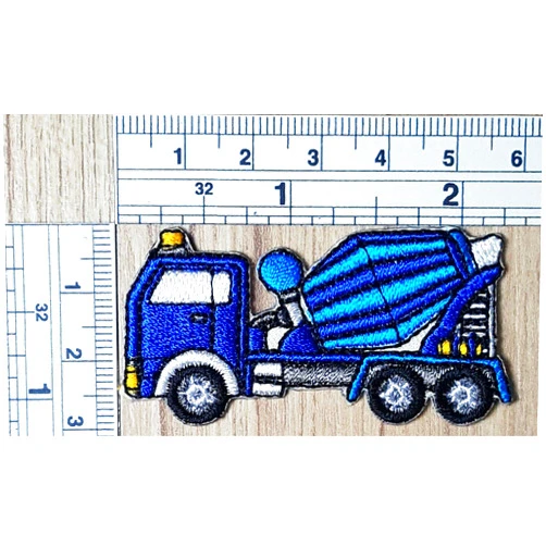 ADKP Mini Blue Heavy Truck Dump Backhoe Digger Tractor Cartoon Patch for Clothes T-Shirt Jeans DIY Embroidered Appliques Iron-on Patches