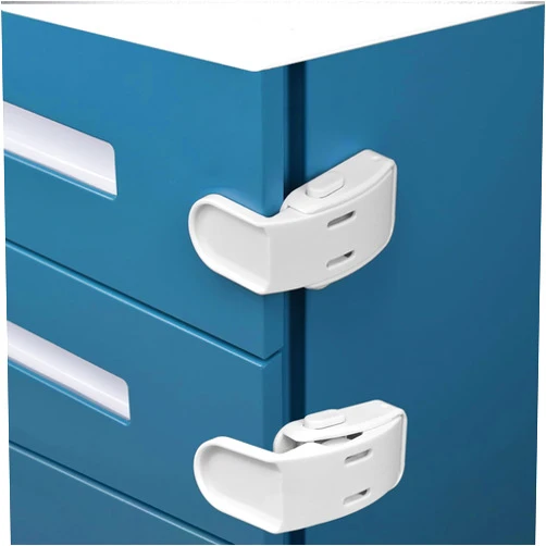Maveek 4 Pack Drawer Locks Baby Proofing, Maveek Child Proof Cabinet Locks Baby Safety Botton Latches For Bedstand Drawers Room Side Furniture Corner Edges