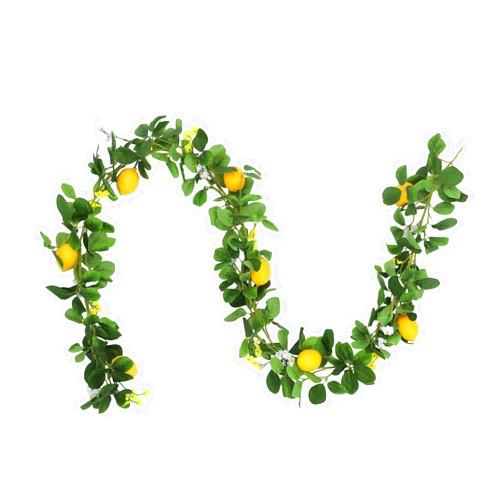 KWQBHW 6 Ft Artificial Lemon Garland, Spring Summer Fruit Garland Greenery Garland with Lemons and Flowers for Front Door Wall Mantle Wedding Table Decor(Green)