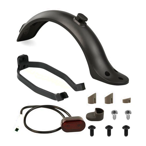 Flylin Scooter Rear Fender, Mudguard Bracket with Screws/Hook/Tail Light, Compatible with M365 Electric Scooter (Black)