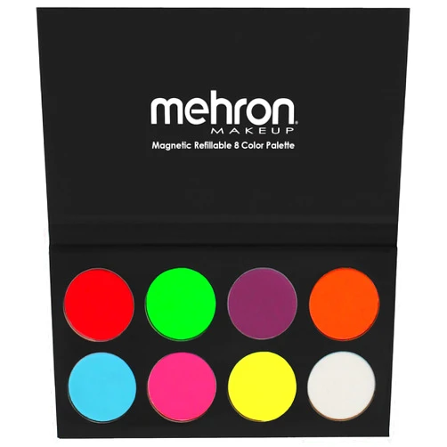 Mehron Makeup Paradise FX Neon UV Glow 8 Color Palette | Magnetic Refillable Special Effects Paint Palette | Professional Water Activated Paint for Raves, Costumes, SFX, Halloween, & Cosplay
