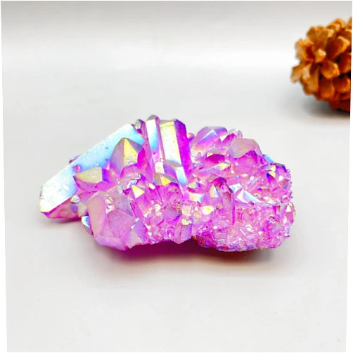 Podafu Crystal Cluster,Heart Crystals,Angel Aura Crystal Cluster Raw Rocks Quartz Stones Healing Crystals and Titanium Coated Mineral Geode Reiki Gemstones Druzy for Energy Protection (Purple)