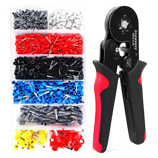 Knoweasy Ferrule Crimping Tool Kit,Knoweay Wire Crimper Set 23-7AWG and Wire Stripper with 1200PCS Wire Ferrules Connectors,185PCS Heat Shrink Tubing With Boxs