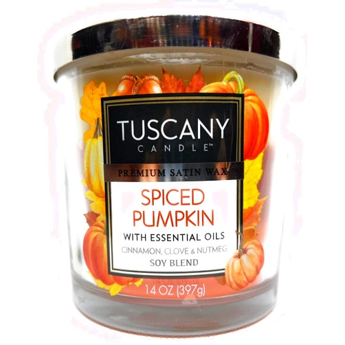 Tuscany Candle Premium Satin Wax Spiced Pumpkin 14 Ounce Jar Candle