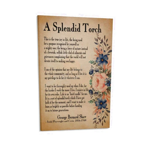 Generic A Splendid Torch Quote by George Bernard Shaw Poster (2) Canvas Painting Posters And Prints Wall Art Pictures for Living Room Bedroom Decor 08x12inch(20x30cm) Frame-style