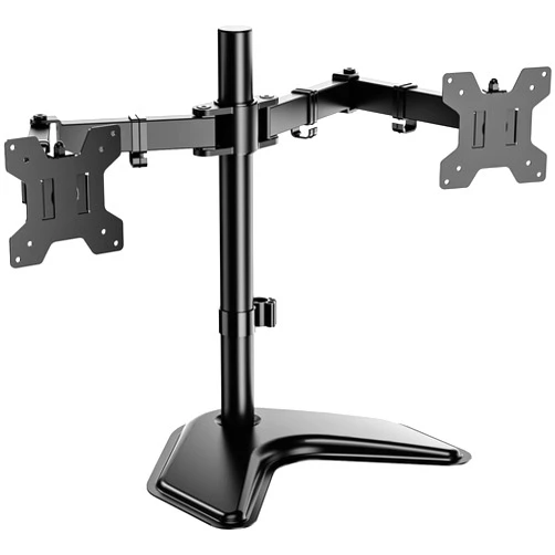 WALI Free Standing Dual LCD Monitor Fully Adjustable Desk Mount Fits 2 Screens up to 27 inch, 22 lbs. Weight Capacity per Arm, with Grommet Base (MF002), Black