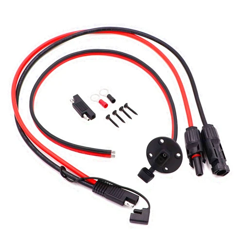 Ruikarhop 2ft/60cm Solar Conector to SAE Adapter 10AWG Cable + 2ft/60cm 10 AWG Solar Weatherproof SAE Socket Sidewall Port