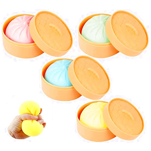 CAPOLARE Colorful Dumpling Squishy Stress Balls Sensory Toys Fidgets, Pop It Stress Ball Squishy Toys, Fidget Toys Pop Its Squishies Fidget Pack (4PCS)