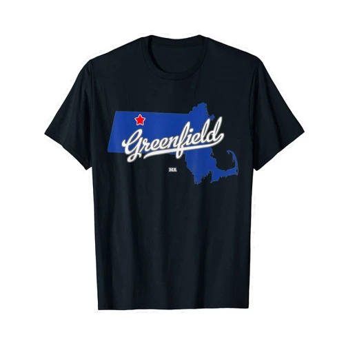 Greenfield Massachusetts Map Greenfield Massachusetts MA Map T-Shirt