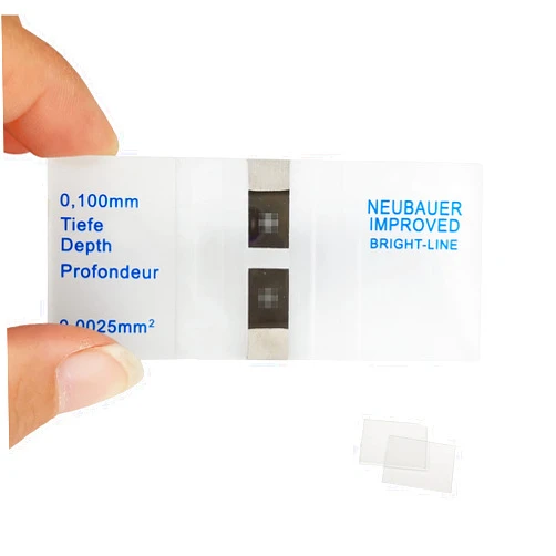 MUHWA Hemocytometer Neubauer Improved Blood Counting Chamber Cell Counting Chamber with Bright Line with 2 pcs Coverslips