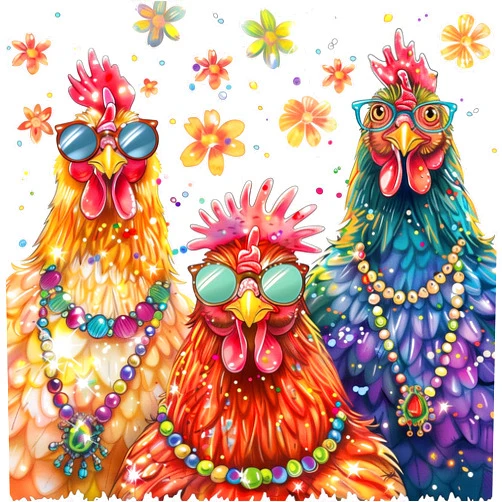 KINPLUB Chicken Diamond Art Kits for Adults, Hen 5D Diamond Painting Kits for Beginners, DIY Full Round Drill Paint with Diamonds Dots, Home Wall Decor 12x12 Inch