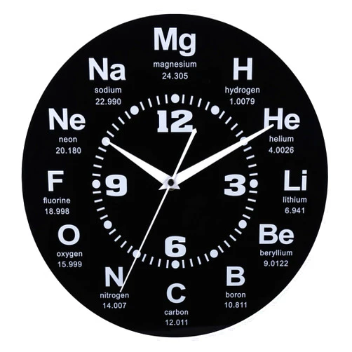 CIGERA 12 Inch Chemistry Wall Clock with Periodic Table Dial, Silent Movement, Battery Operated for Chemists, Science Teachers, STEM Students and Lab Wall Decor