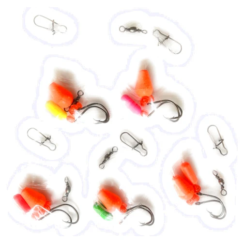 RignFish Custom Rigs 5 - Hi*Low - Pompano Rig, Surf Fishing Rig, Fishing Rigs, Double Drop Rig - Pompano, Snappers, Whiting, Drum, Spots, Etc Hand Tied w/ 30Lb Mono Line: Multi-Colored Floats