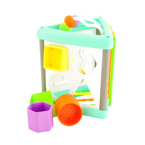Infantino Activity Triangle & Shape Sorter with 4 Shapes, Bendy Bars, Maze Tracks & Spinning Gears for Infants & Toddlers 6M+