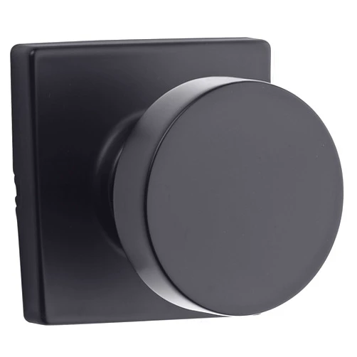 Kwikset Pismo Interior Passage Door Knob, Handle For Closet and Hallway Doors, Non-Locking Doorknob in Matte Black, with Microban Protection, Square Rose