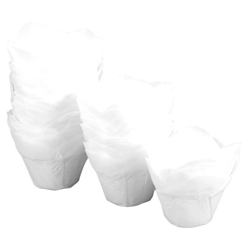 Uonlytech 100pcs Lotus Style Cupcake Holders Greaseproof Baking Liners for Muffins High Temperature Resistant Paper Cups for Cake Shops Bakeries Cafeterias