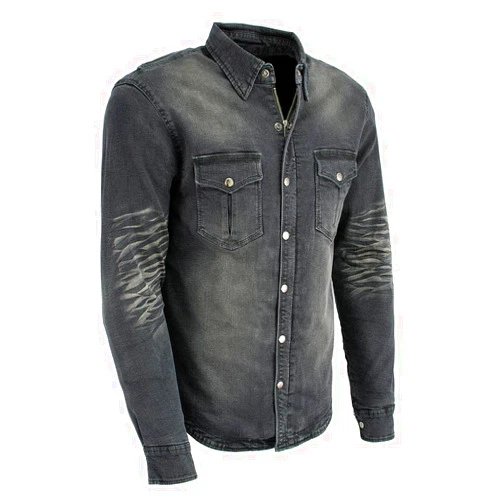 Milwaukee Leather MPM1620 Men's Black Flannel Biker Shirt w/CE Approved Armor - Reinforced w/Aramid Fibers - 2X-Large