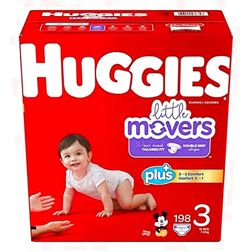 Huggies Little Movers Plus Diapers, Size 3 (198-Count)
