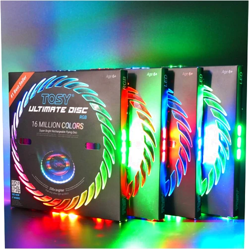 TOSY 4 of TOSY Frisbee 36 LEDs & Muticolor, Extremely Bright, Smart Modes, Auto Light Up, Rechargeable, Perfect Birthday & Camping Gift for Men/Boys/Teens/Kids, 175g frisbees