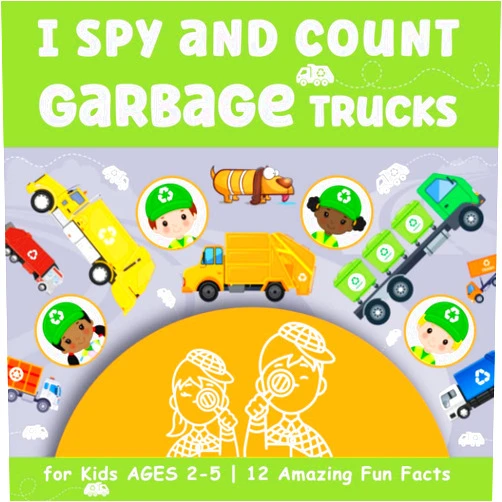 Mrs. Panda Teach Trash Truck Book for Kids Ages 2-5 | I Spy and Count Garbage Trucks: Seek and Find Activity Book for Toddlers Boys and Girls (I Spy Books for Kids Ages 2-5)