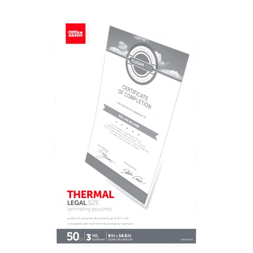 Office Depot® Brand Laminating Pouches, Legal Size, 3 Mil, 9