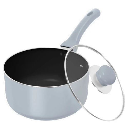 Utopia Kitchen 2 Quart Nonstick Saucepan with Glass Lid Bakelite Handle Induction Bottom Pot and Pan (Silver - Black)