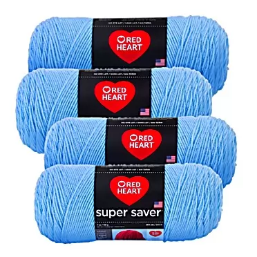 Red Heart Super Saver Yarn (4-Pack of 7oz Skeins) (Light Blue)