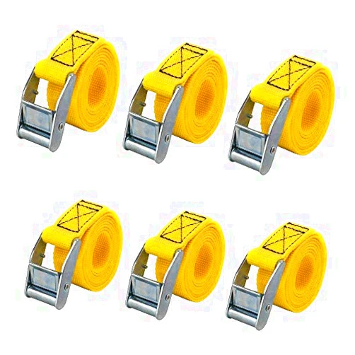 RilexAwhile Lashing Straps 2 Ft x 1 Inch Tie Down Straps up to 600lbs, 6 Pack (Yellow)