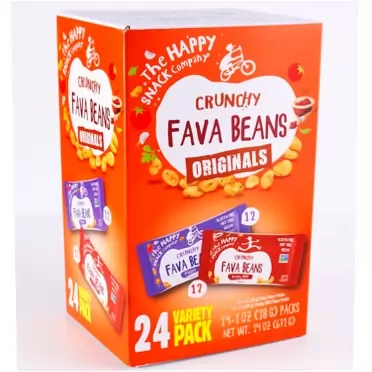 The Happy Snack Company Happy Snack Company Fava Beans Originals Variety Pack 1.0z x Pack of 24. (12 x 1 0z Fava Beans Pizza Flavor 12 x10z Fava Beans Smoky BBQ Flavor) Gluten, Nut and Dairy Free. Non-GMO, Vegan, Low Cal, Plant Based Protein Natural Prebiotoc.