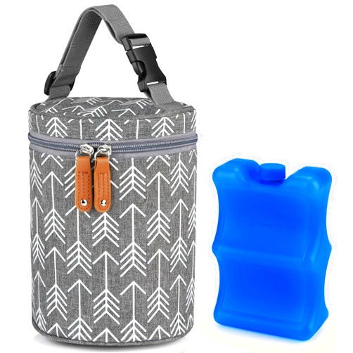 Accmor Breastmilk Cooler Bag with Ice Pack, Insulated Baby Bottle Cooler Tote Bags, Baby Bottle Warmer Cooler Bag, Baby Bottle Bag Great for Nursing Mom Daycare, Grey