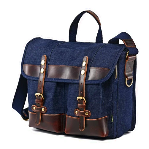 TSD The Same Direction TSD Brand Valley Trail Canvas Messenger Bag Crossbody Vintage Satchel Bag, Water Resistant Canvas Briefcase Computer Bag
