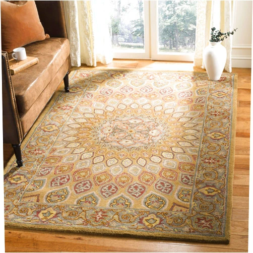 SAFAVIEH Heritage Collection Area Rug - 8' x 10', Light Brown & Grey, Handmade Traditional Oriental Wool, Ideal for High Traffic Areas in Living Room, Bedroom (HG914A)