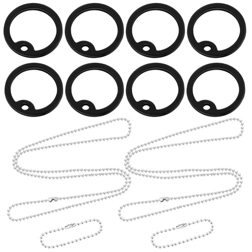 Weewooday 8 Pieces Military Dog Tag Silencers Set Silicone Silencer Black with 4 Stainless Steel Chain 4.7 inch & 27.5 inch to Reduce Noise and Protect Tag