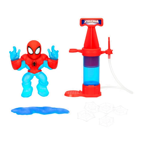 Heroes of Goo Jit Zu Marvel Hero Creator Spider-Man with 3 Unique Goo Fillings, Mix, Fill & Create Your Own Stretchy Spider-Man Hero of Goo JIT Zu Action Figure, Mix, Fill & Create Again and Again.