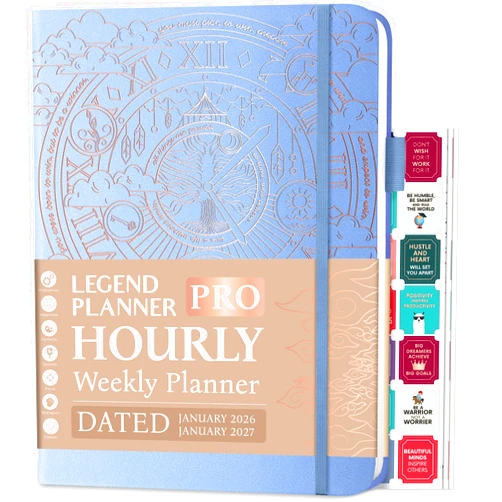 Legend Planner Legend Hourly Schedule Planner PRO Dated Jan 2026-Jan 2027 – Deluxe Weekly & Daily Organizer with Time Slots. Appointment Book Journal for Work & Time Management, A4 Hardcover, Periwinkle