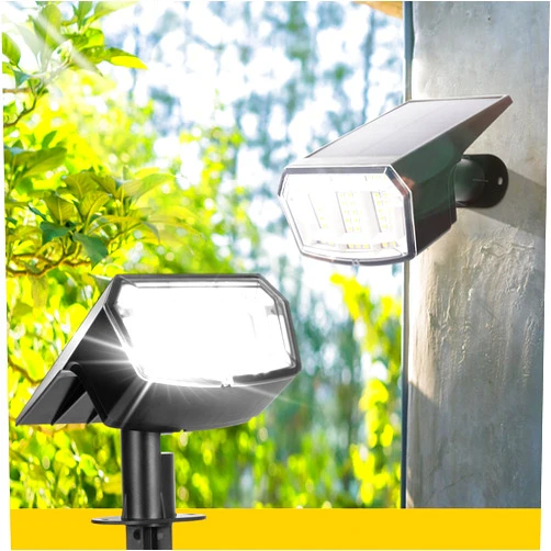 COOZAMING Solar Spot Lights Outdoor Waterproof IP65, 63 LED 3 Lighting Modes Landscape Lights Illuminate Yard Garden House Garage for Christmas Outside-2 Pack
