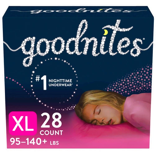 Goodnites Nighttime Bedwetting Underwear, Girls' XL (95-140 lb.), 28 Ct X-Large (28 Count)