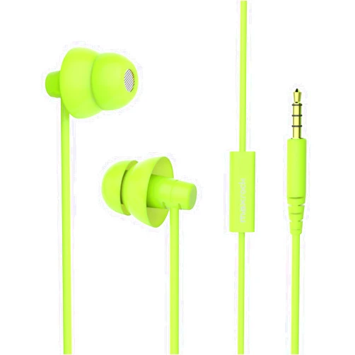 MAXROCK Wired Sleep Earphones Soft Sleep Earbuds Total Silicon Sleeping Headphones with in-line Mic for Cellphones, Mp3, Tablet pocasts 3.5mm, Green