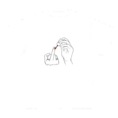 Varsity Mart Middle Finger Nail Polish T Shirt Silly Unhinged Sarcastic Gen Z Meme Humor Tee