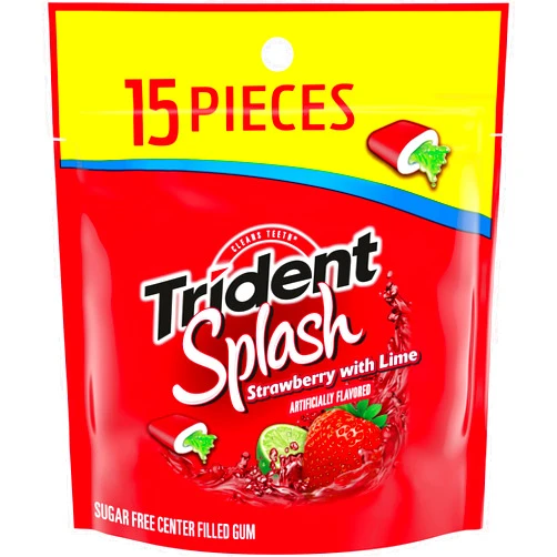 Trident Splash Strawberry with Lime (6-15 piece packs-90 pieces total)