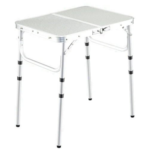 REDCAMP Small Camping Table 2 Foot, Portable Aluminum Folding Table Adjustable Height Lightweight for Picnic Beach Outdoor Indoor, White 24 x 16 inch (3 Heights)