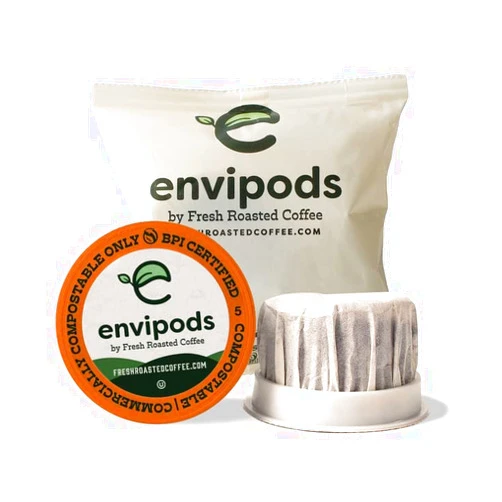 Fresh Roasted Coffee, Organic Peru WP Decaf Compostable envipods, Medium, 36 CT Indiv Wrapped, K-Compatible, Not for Ninja or Hamilton Beach brewers