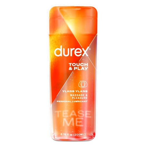 Durex Sensual Massage & Play 2 in 1, Massage Gel and Personal Lubricant, Intimate Seductive Lube with Ylang Ylang extract, Water-based, 6.76 oz. (Packaging May Vary)