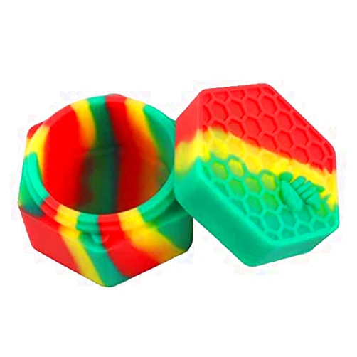 HONEYYE 26ml Rasta 3pcs Silicone Container Hexagon Honeybee Shape Storage Multi Use Jars New