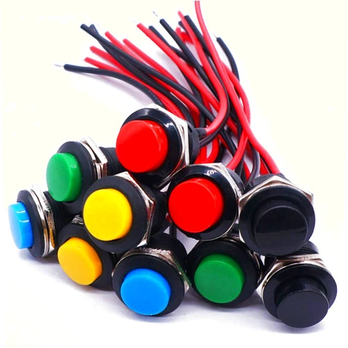 Twidec/10Pcs Momentary Push Button Switch SPST AC250V/3A AC125V/6A Mini Off(ON) ON 5 Colour with Pre-soldered Wires R13-507-5C-X