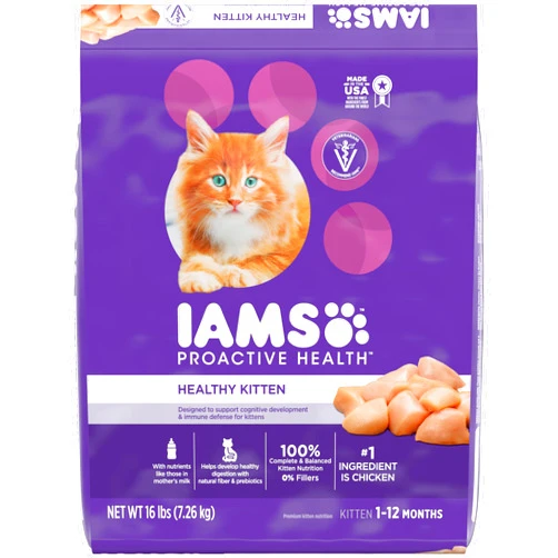 IAMS PROACTIVE HEALTH Healthy Kitten Dry Cat Food with Chicken Cat Kibble, 16 lb. Bag