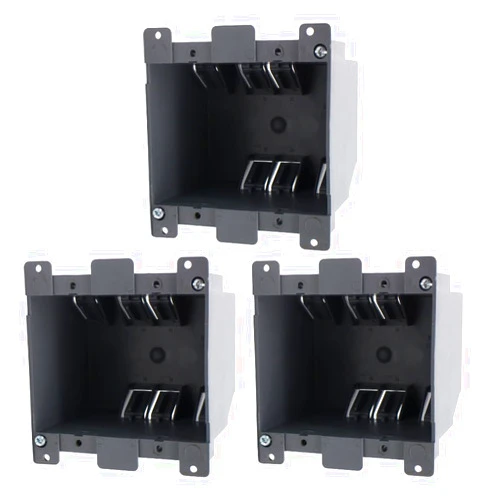 AIRTAK 2-Gang Old Work Electrical Outlet Box, Plastic Junction Box for Switches,26 cu Inch Outlet box,for Home Improvement, ETL Listed and Fire Rated for 2 Hours(3 PCS)